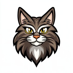 Obraz premium Illustration of a cat with yellow eyes and a lightning bolt pupil