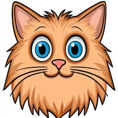 Fototapeta premium Cartoon illustration of a light brown cat with large blue eyes and pink nose