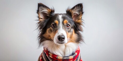 Fototapeta premium Fashionable Small Collie Dog in Stylish Outfit - Pet Photography