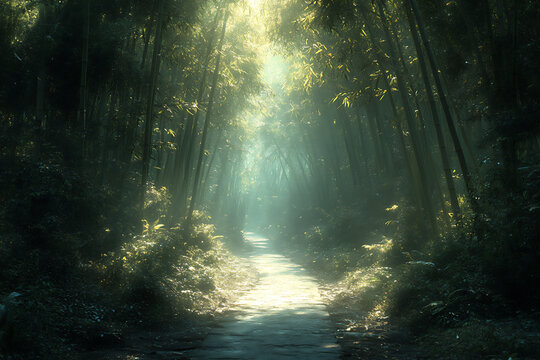 tranquil bamboo forest,