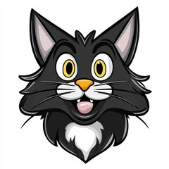 Obraz premium Illustration of a playful cat with dark gray fur and yellow eyes