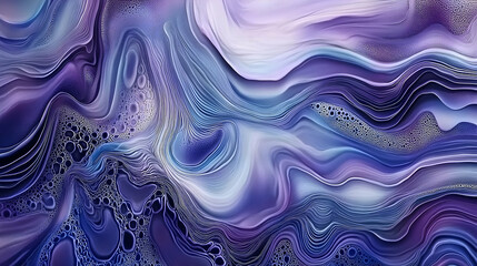 Obraz premium Abstract fluid art in shades of purple and blue, creating a serene and dreamy atmosphere