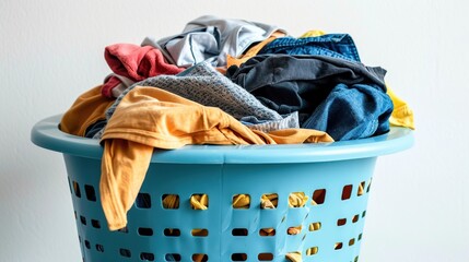 Full Laundry Basket Overflowing with Clothes
