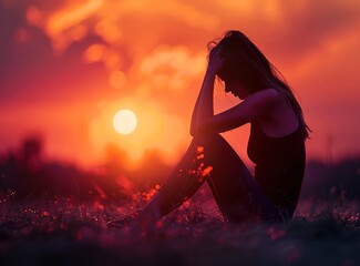 Silhouette of a Woman at Sunset