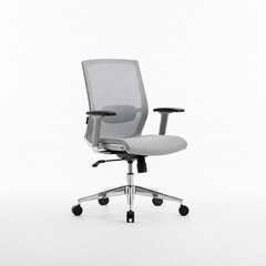 Office chair from gray cloth. Isolated on a white background.