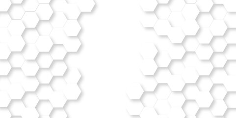 Abstract emboss white Hexagonal Background. Luxury White Pattern. Vector Futuristic minimal honeycomb mosaic white background. geometric mesh cell texture. modern futuristic wallpaper.	