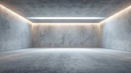 Minimal concept with modern monochrome light grey empty hall with mock up wall in front