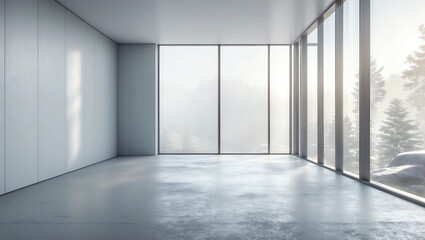 Fototapeta premium Modern interior room with blank concrete wall 