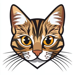 Obraz premium Realistic illustration of a cat's face with brown and black striped fur and yellow eyes