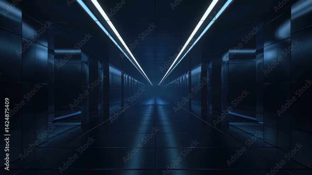 Poster glowing blue planet with orbiting rings on a dark starry background. abstract artwork of 3d renderin