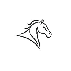 Fototapeta premium Minimalist Black Line Art of a Horse Head on Transparent Background 