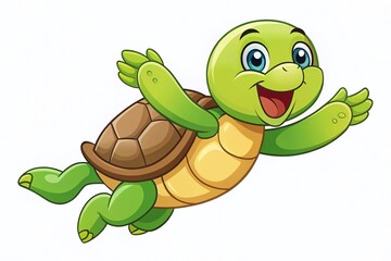 Happy Turtle Jumping for Joy - Children's Book Illustration