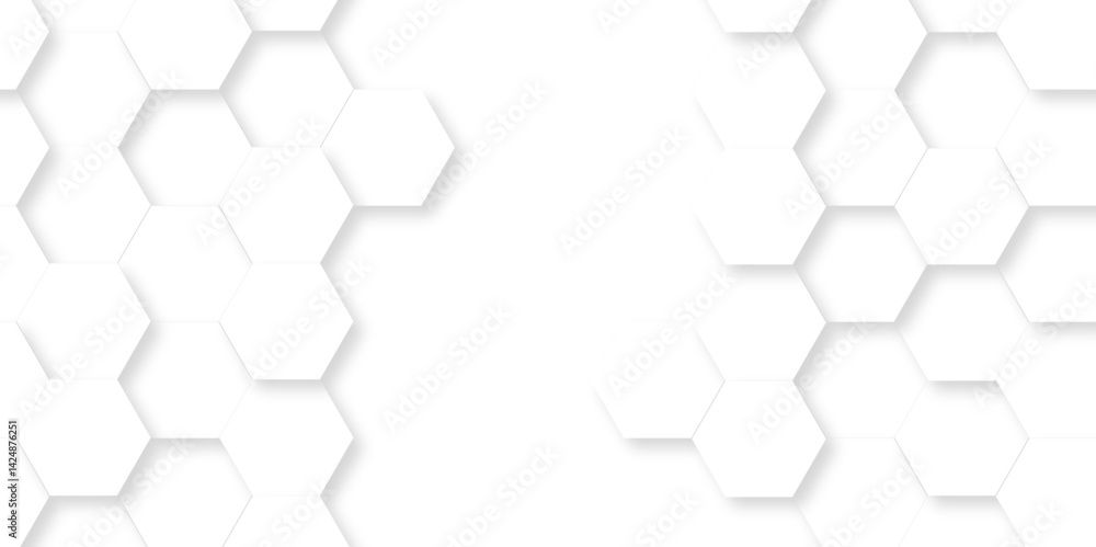 Poster abstract emboss white hexagonal background. luxury white pattern. vector futuristic minimal honeycom