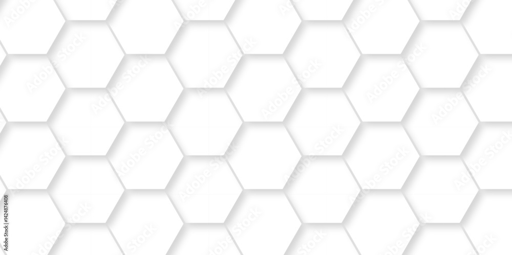 Poster abstract emboss white hexagonal background. luxury white pattern. vector futuristic minimal honeycom