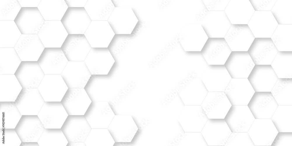 Poster abstract emboss white hexagonal background. luxury white pattern. vector futuristic minimal honeycom