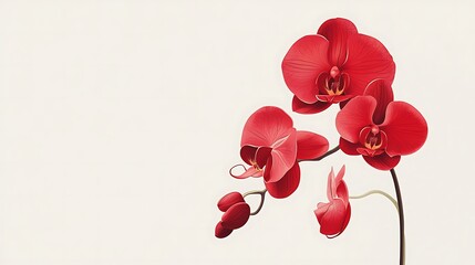 Red Orchids Bloom with White Background.