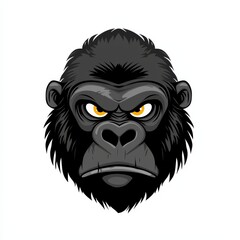 Obraz premium Illustration of a gorilla head with intense yellow eyes and bold outlines