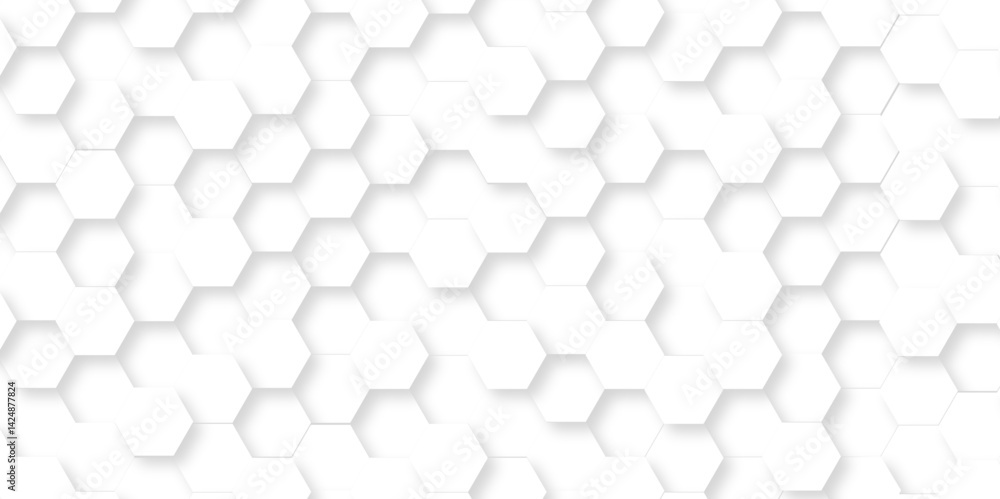 Poster abstract emboss white hexagonal background. luxury white pattern. vector futuristic minimal honeycom