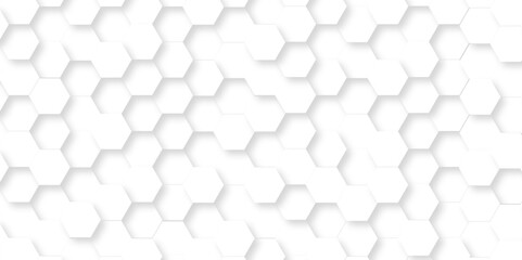 Abstract emboss white Hexagonal Background. Luxury White Pattern. Vector Futuristic minimal honeycomb mosaic white background. geometric mesh cell texture. modern futuristic wallpaper.	