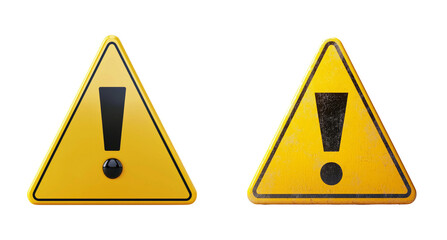 Warning Signs with Exclamation Mark on Transparent Background