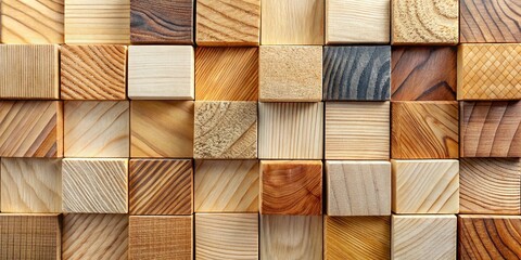 Light Wood Blocks Grid Pattern: Natural Texture & Color Variations
