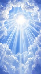 Fototapeta premium Heavenly light rays through clouds