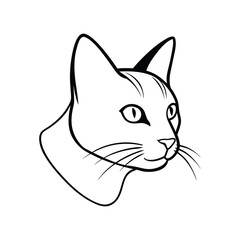 Cat Head Silhouette on White Background