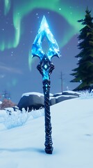 Frozen Glacial Spear in Snowy Landscape