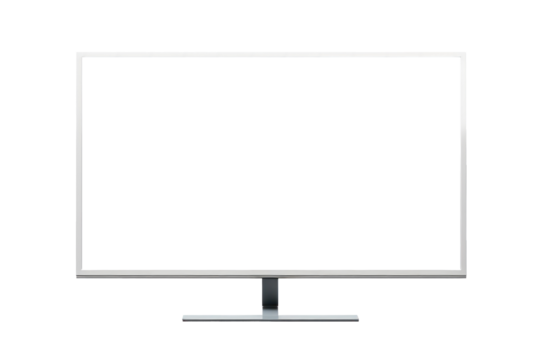 TV with thin bezels and transparent screen. Isolated on a transparent background