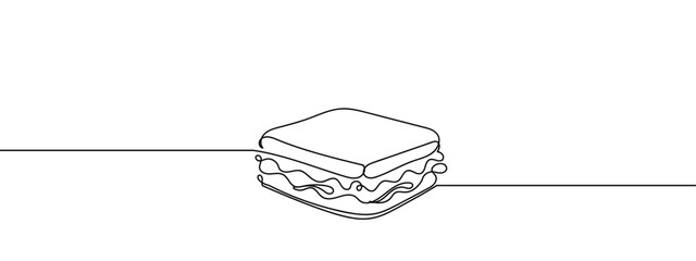 Continuous line, square sandwich Simple lines, transparent background, editable strokes.