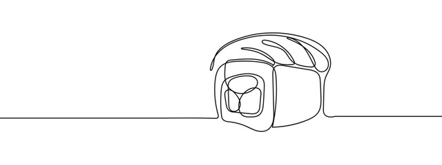 Continuous line sushi Japanese food Simple lines, transparent background, editable strokes. © Proongnee