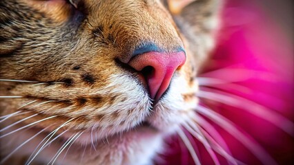 Obraz premium Macro Close-up of a Cat's Nose with a Tiny Scratch - Feline Skin Texture
