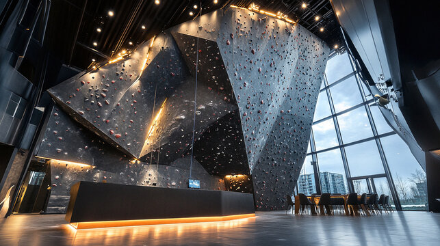 Indoor climbing gym rock climbing wall fitness center training facility adventure sport climbing area recreation 100
