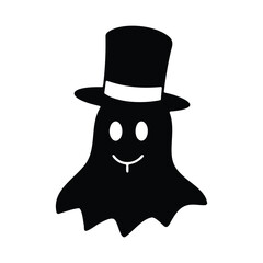 Ghost Head Wearing a Top Hat Silhouette