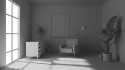 Empty modern room with minimalist decor.