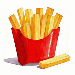 Golden crisp flow fries  isolated watercolor vector illustration svg 