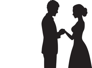 silhouette of a Romantic couples vector on white background