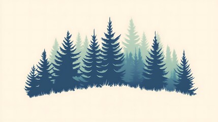 Fototapeta premium Conifer Forest Silhouette with Nature Scene.