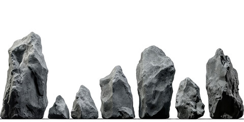 Illustration of a Collection of Grey Rocks with Transparent Background