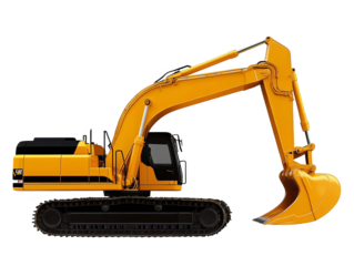 Isolated 3D Illustration Of A Yellow Excavator On Transparent Background