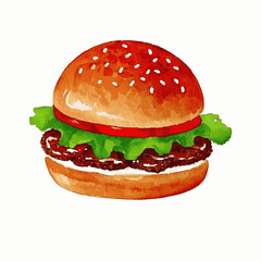 Melted palette stack burger isolated watercolor vector illustration svg 