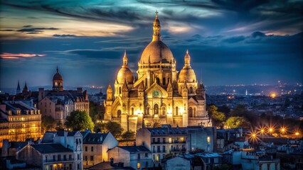 Fototapeta premium Majestic Sacré-Cœur Basilica at Night, Paris, France