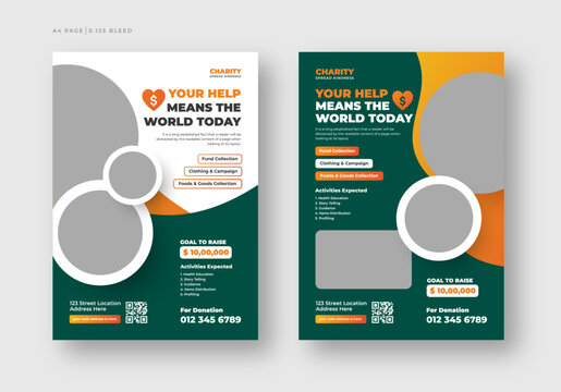 Donation charity flyer template set | Fundraising event poster | Nonprofit campaign promotion banner | Humanitarian aid community