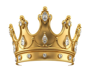 Elegant gold crown with diamonds on a transparent background