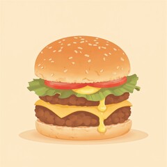 Delicious Double Cheeseburger Illustration