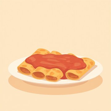 crepes with red sauce on white plate clip art preview
