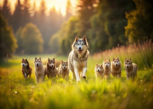 Miniature Alpha Dog Leading Pack, Tilt-Shift Photography
