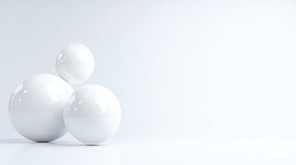 Abstract white spheres on a plain background