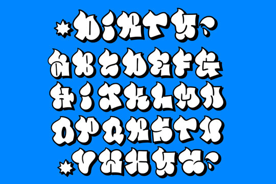Graffiti dirty throw up font A-Z vector in bubble style. Urban, bold, and editable. Perfect for street art, hip hop designs, posters, apparel, and digital artwork.