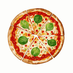 Tomato bloom slice pizza isolated watercolor vector illustration svg 